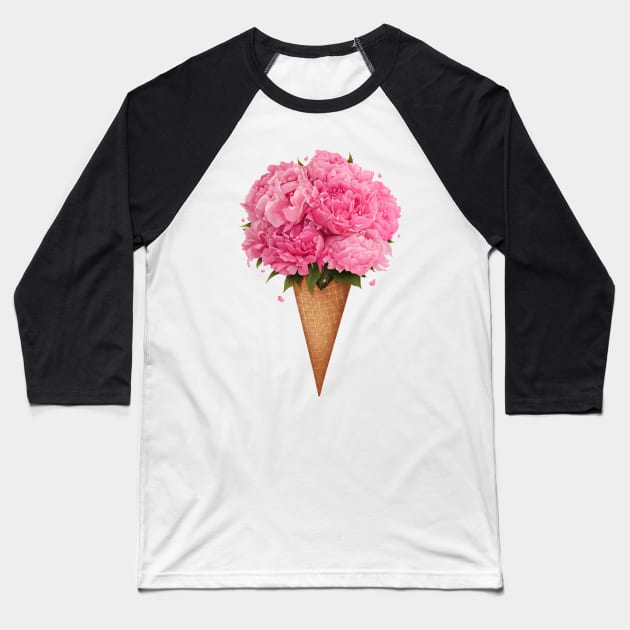 Ice cream with peonies Baseball T-Shirt by kodamorkovkart